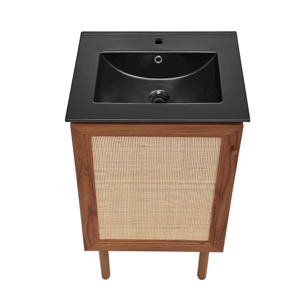 Classe 18" Freestanding Bathroom Vanity in Brown Oak with Black Sink Top