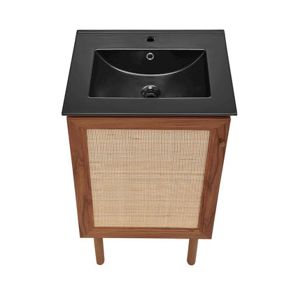 Classe 18" Freestanding Bathroom Vanity in Brown Oak with Black Sink Top