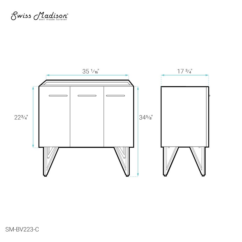 Annecy 36" Bathroom Vanity in Black Walnut - Cabinet Only