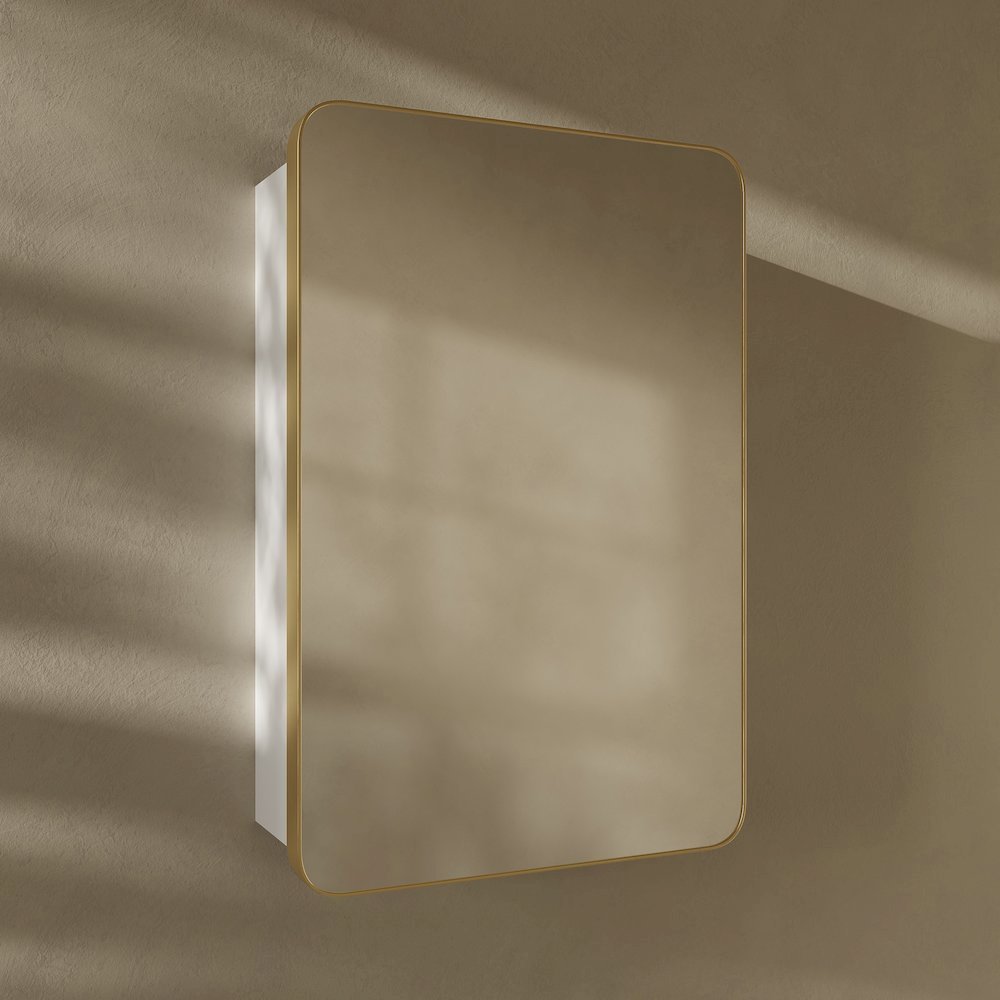 20 x 30 Rectangle Recessed/Wall Mount Medicine Cabinet, Mirror in Brushed Gold