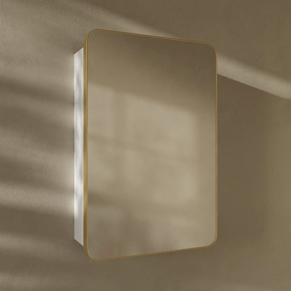 20 x 30 Rectangle Recessed/Wall Mount Medicine Cabinet, Mirror in Brushed Gold