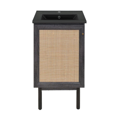 Classe 18" Freestanding Bathroom Vanity in Black Oak with Black Sink Top