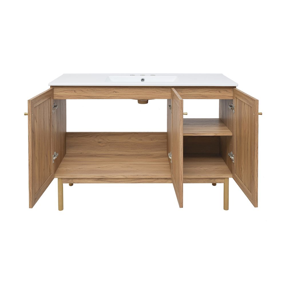 48" Freestanding Bathroom Vanity in Golden Oak with 3-Hole Widespread Sink Top