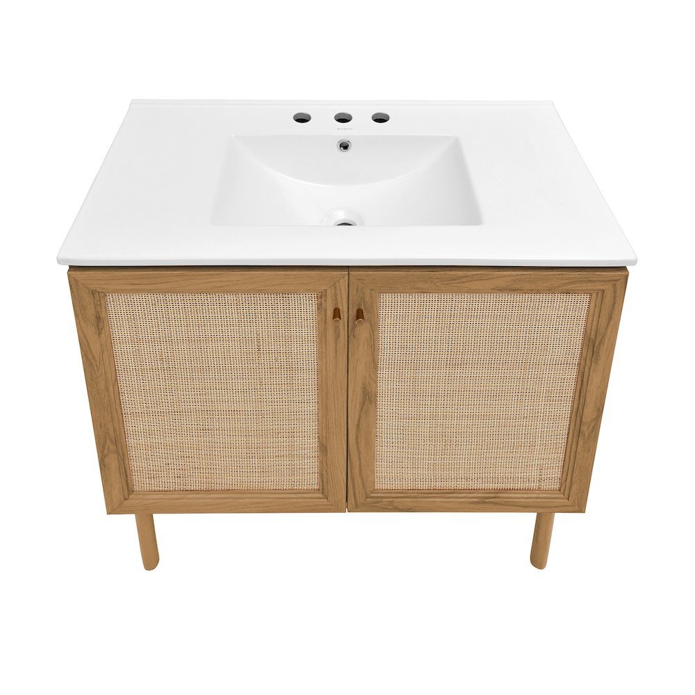 36" Freestanding Bathroom Vanity in Golden Oak with 3-Hole Widespread Sink Top