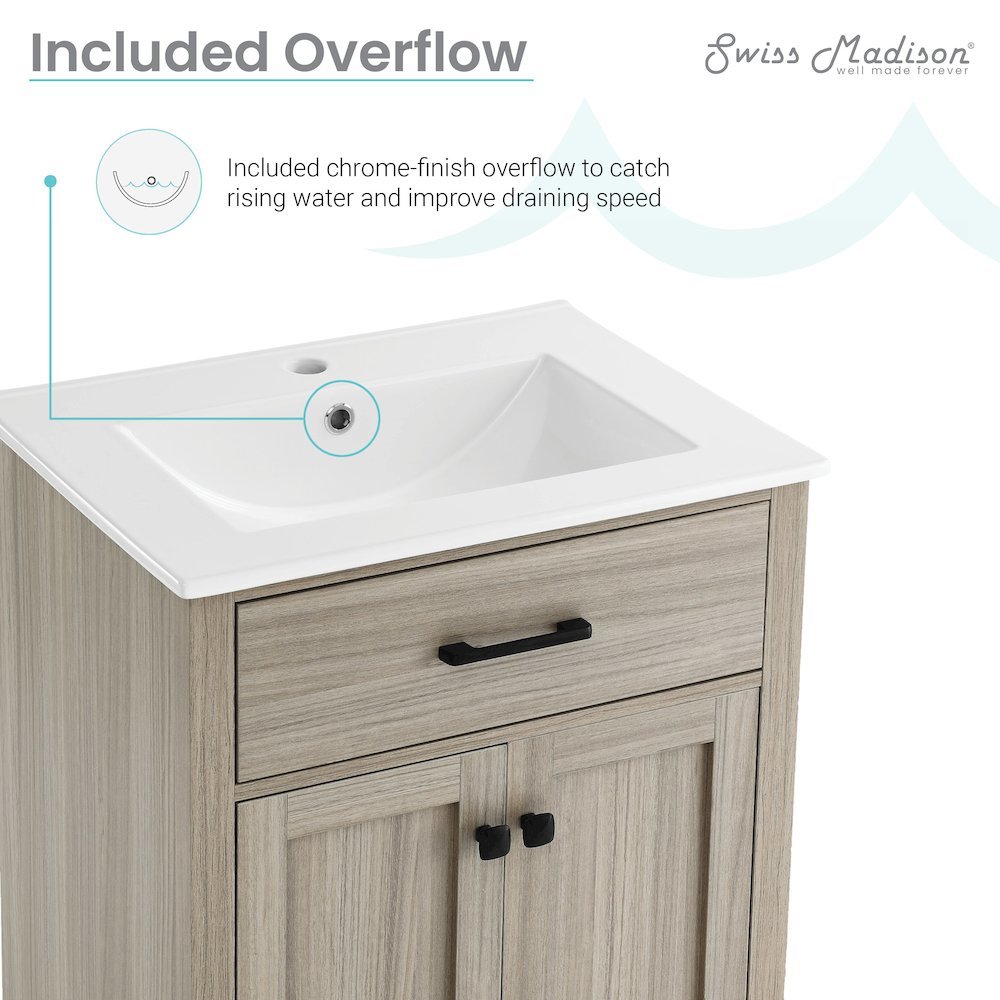 Burdon 24" Freestanding Bathroom Vanity in Weathered Oak with Sink Top