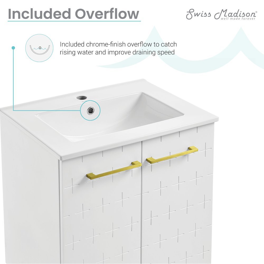Annecy 24" Freestanding Bathroom Vanity in Galaxy White with Sink Top