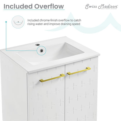 Annecy 24" Freestanding Bathroom Vanity in Galaxy White with Sink Top