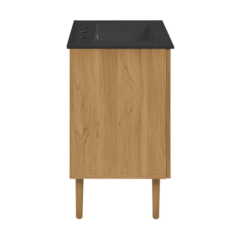 24" Freestanding Bathroom Vanity in Golden Oak, Black 3-Hole Centerset Sink Top