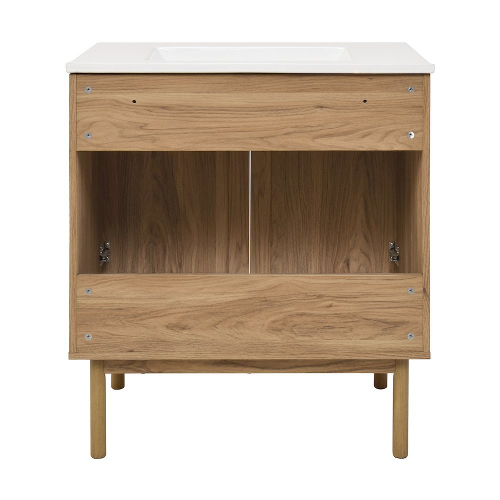 30" Freestanding Bathroom Vanity in Golden Oak with 3-Hole Widespread Sink Top