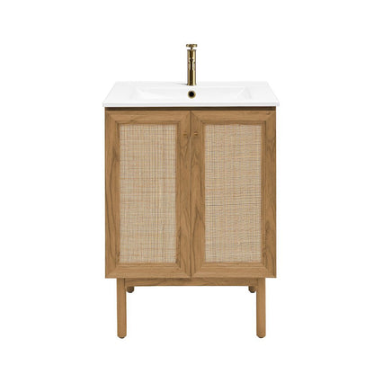 Classe 24" Freestanding Bathroom Vanity in Golden Oak with Sink Top