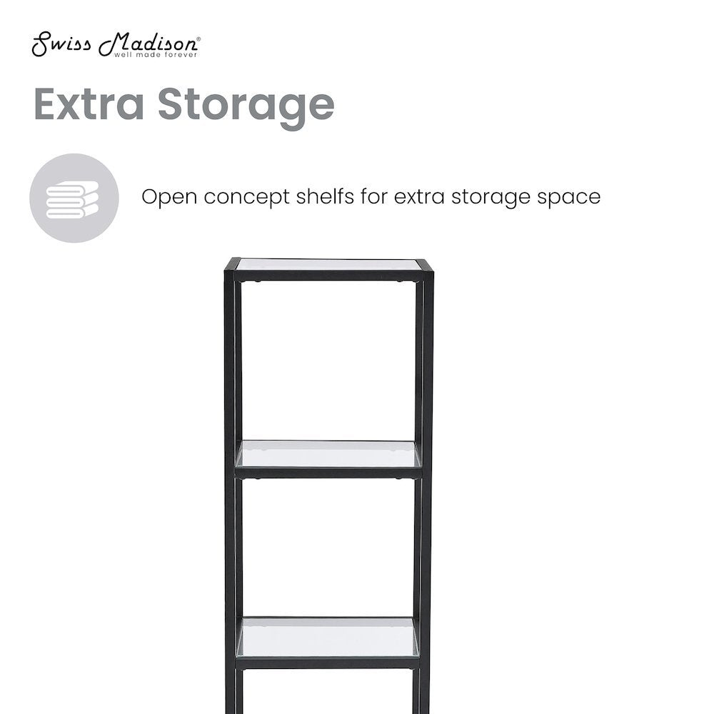 Pierre 16"x65"x14" Freestanding Linen Cabinet in Matte Black