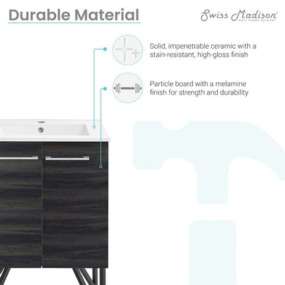 Annecy 24" Freestanding Bathroom Vanity in Black Walnut with Sink Top