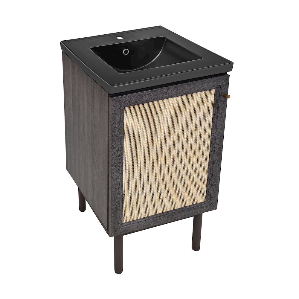 Classe 18" Freestanding Bathroom Vanity in Black Oak with Black Sink Top