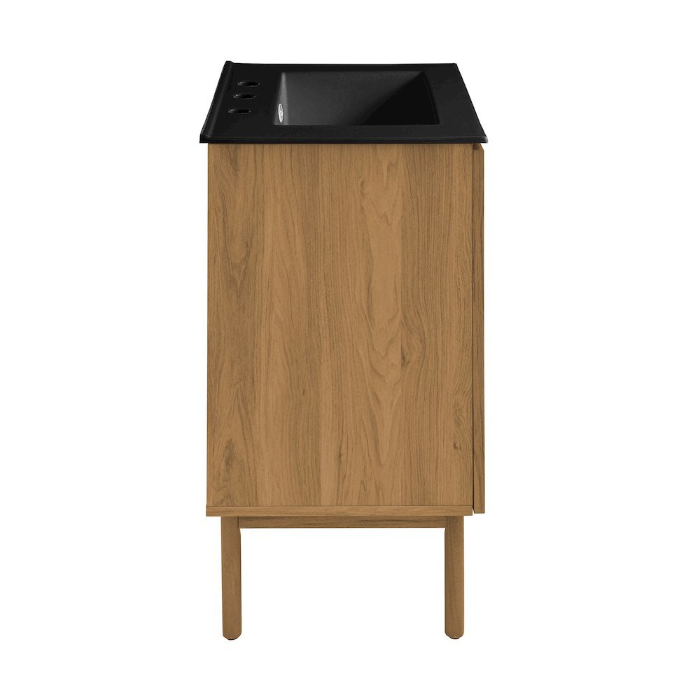 24" Freestanding Bathroom Vanity in Golden Oak, Black 3-Hole Centerset Sink Top