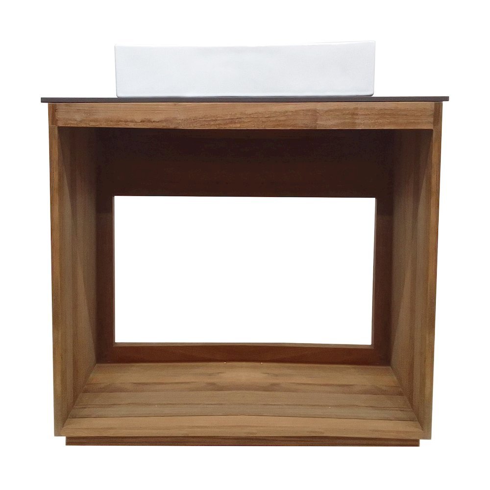 36" Reclaimed Wood Vanity, Walnut, Slate Countertop and Single Hole Vessel Sink