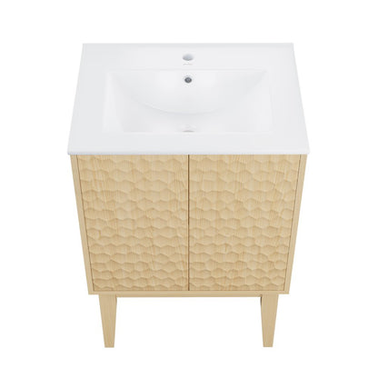 Bosse 24" Freestanding Bathroom Vanity in Natural Oak with Sink Top