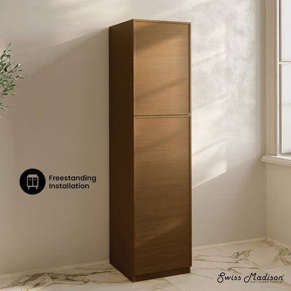 St. Tropez 15 x 15 x 60 Freestanding Linen Cabinet in Brown Oak