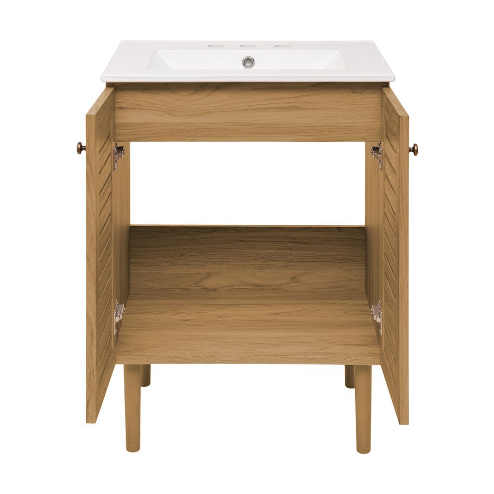24" Freestanding Bathroom Vanity in Golden Oak with 3-Hole Centerset Sink Top