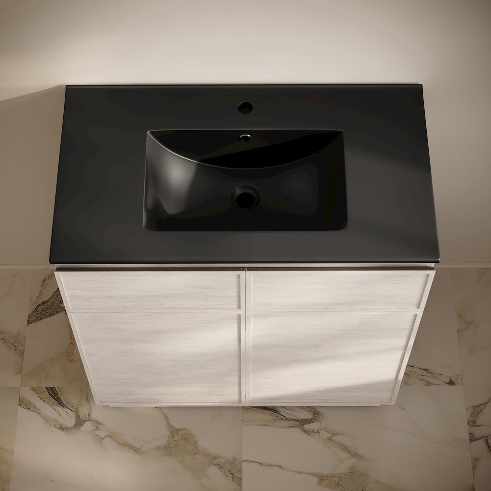 St. Tropez 36" Freestanding Bathroom Vanity in White Oak with Black Sink Top