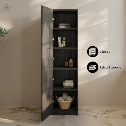 St. Tropez 15 x 15 x 60 Freestanding Linen Cabinet in Black Oak