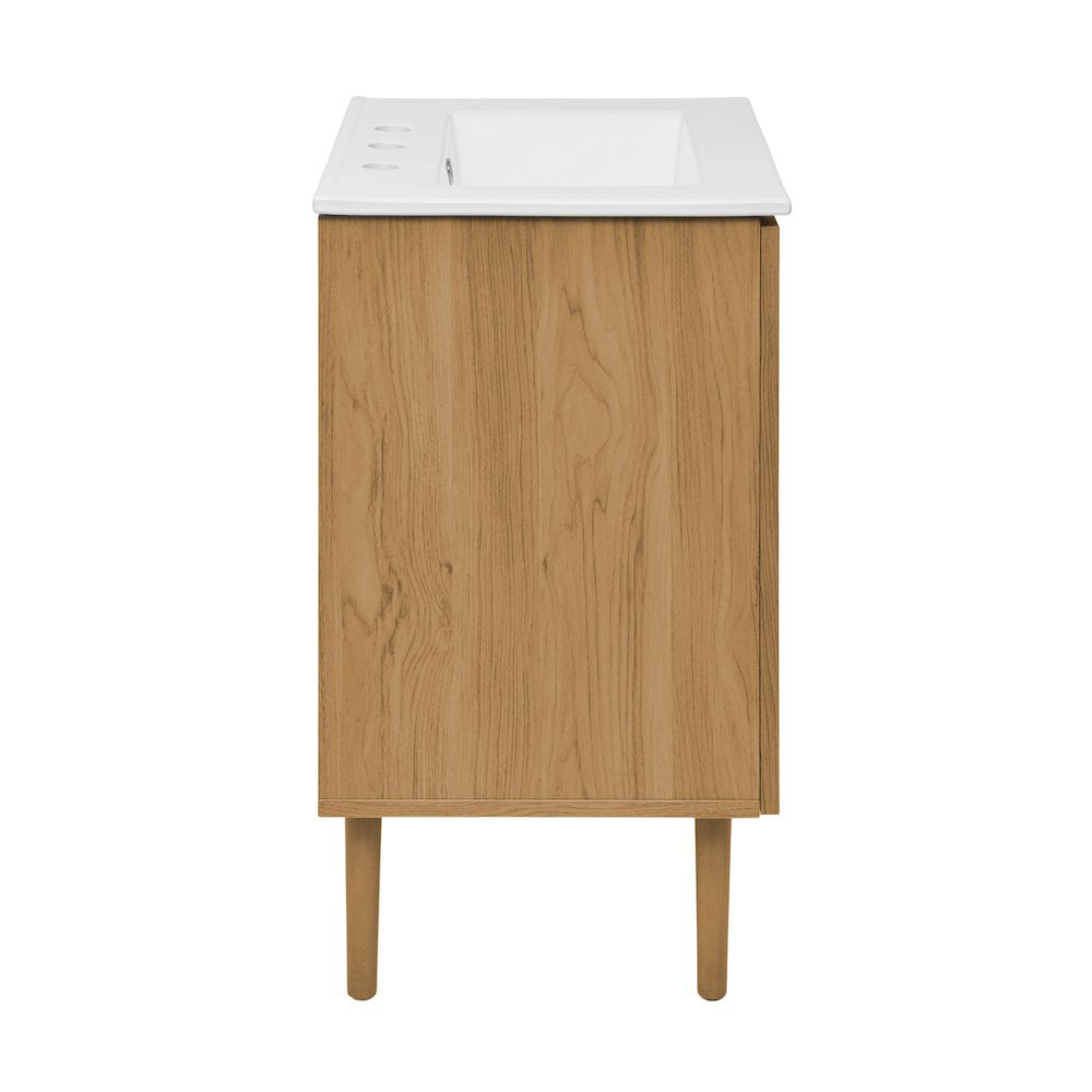 24" Freestanding Bathroom Vanity in Golden Oak with 3-Hole Centerset Sink Top
