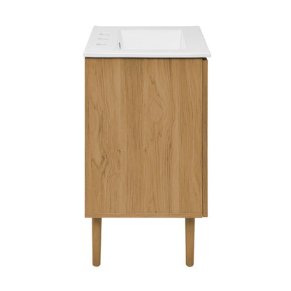 24" Freestanding Bathroom Vanity in Golden Oak with 3-Hole Centerset Sink Top