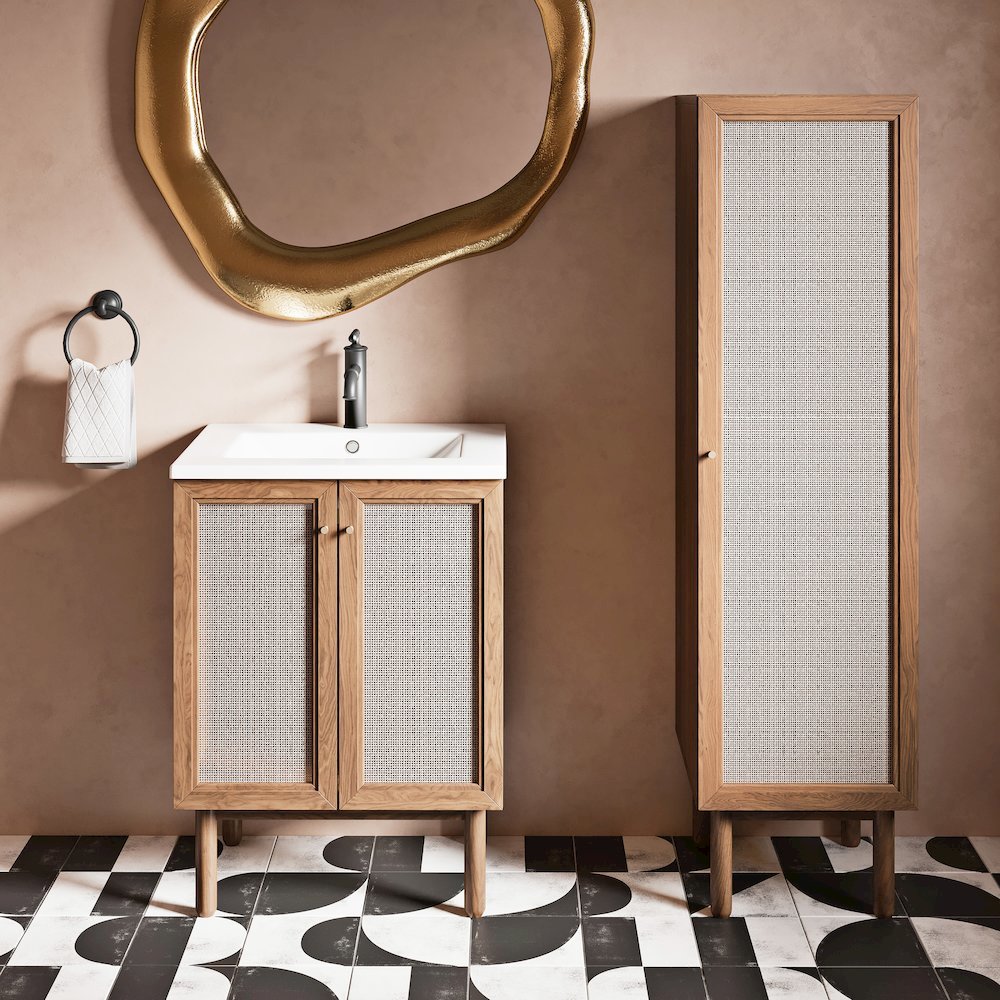 Classe 15.5 x 15 x 60 Freestanding Linen Cabinet in Toppan Oak