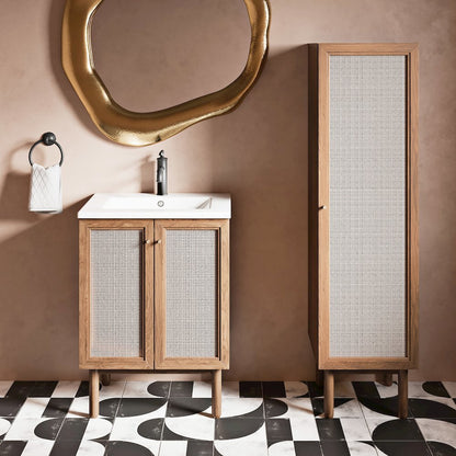 Classe 15.5 x 15 x 60 Freestanding Linen Cabinet in Toppan Oak