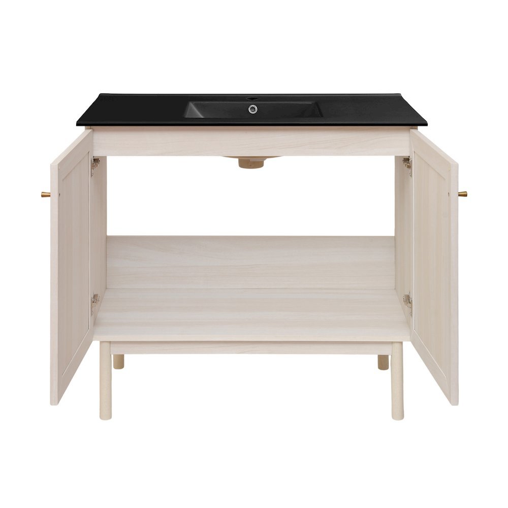 Classe 36" Freestanding Bathroom Vanity in White Oak with Black Sink Top