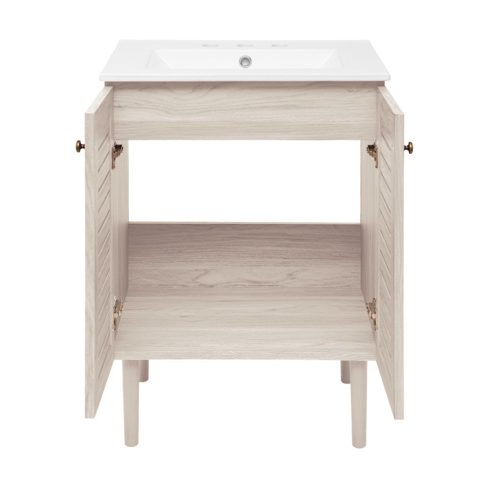 24" Freestanding Bathroom Vanity in White Oak with 3-Hole Widespread Sink Top
