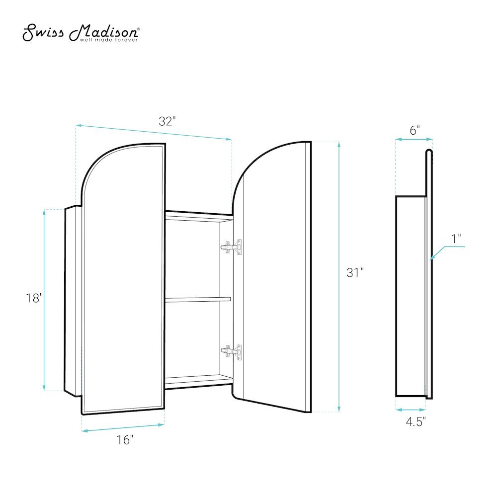 Porte 32 x 31 Arched Recessed/Wall Mount Medicine Cabinet with Mirror in Chrome