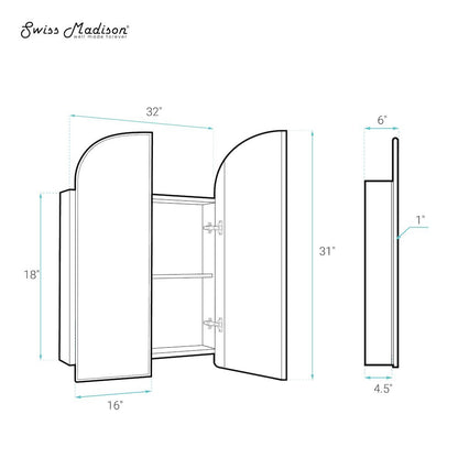 Porte 32 x 31 Arched Recessed/Wall Mount Medicine Cabinet with Mirror in Chrome