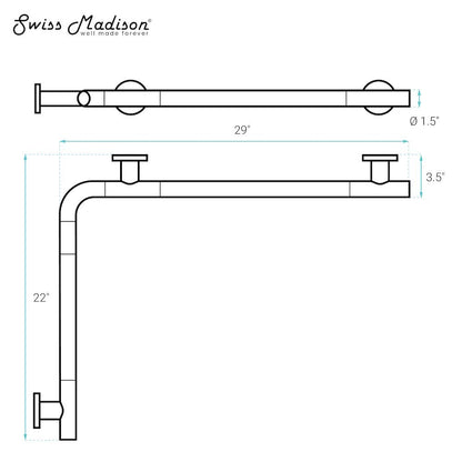 Auvergne 29" x 22" Right Angle Grab Bar in Matte Black