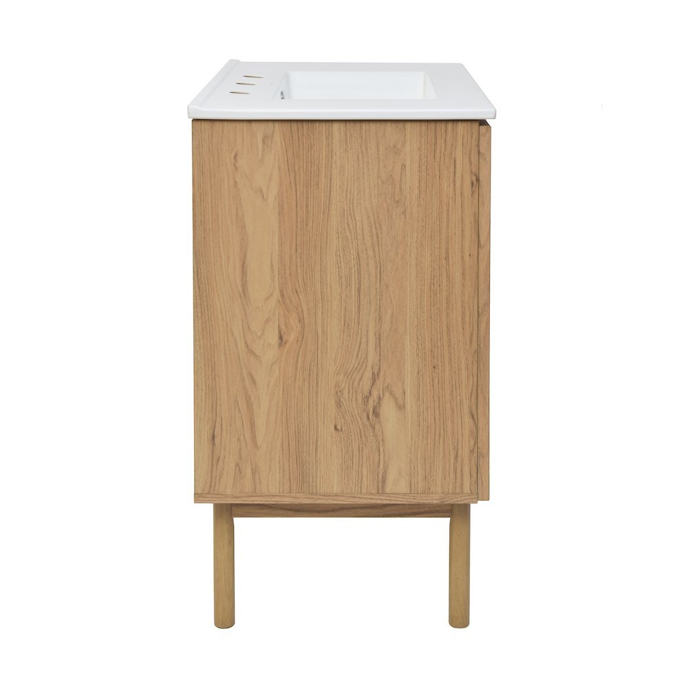 30" Freestanding Bathroom Vanity in Golden Oak with 3-Hole Widespread Sink Top