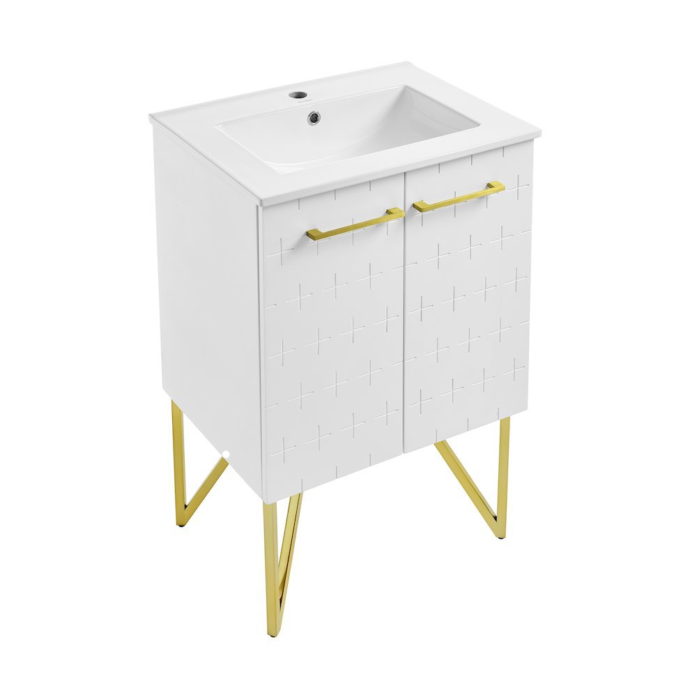 Annecy 24" Freestanding Bathroom Vanity in Galaxy White with Sink Top