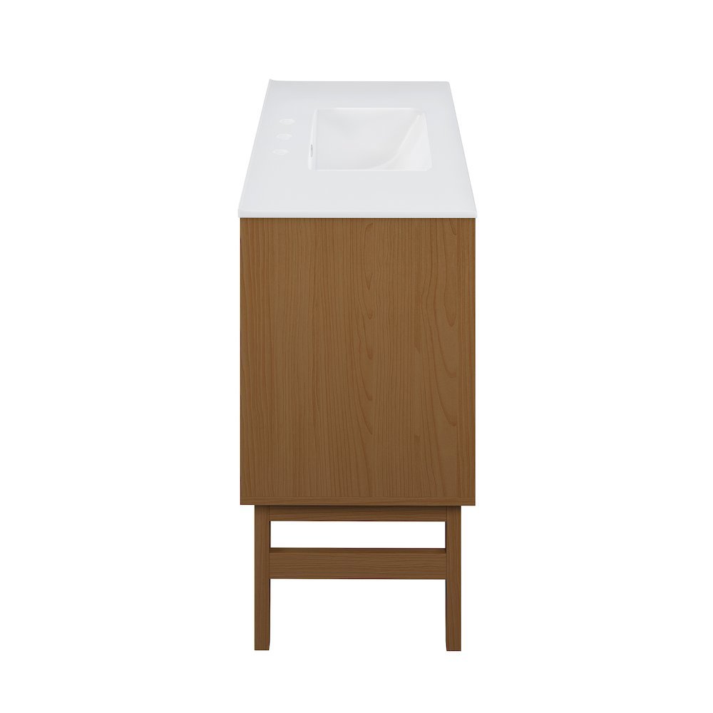 36" Freestanding Bathroom Vanity in Brown Oak with 3-Hole Widespread Sink Top