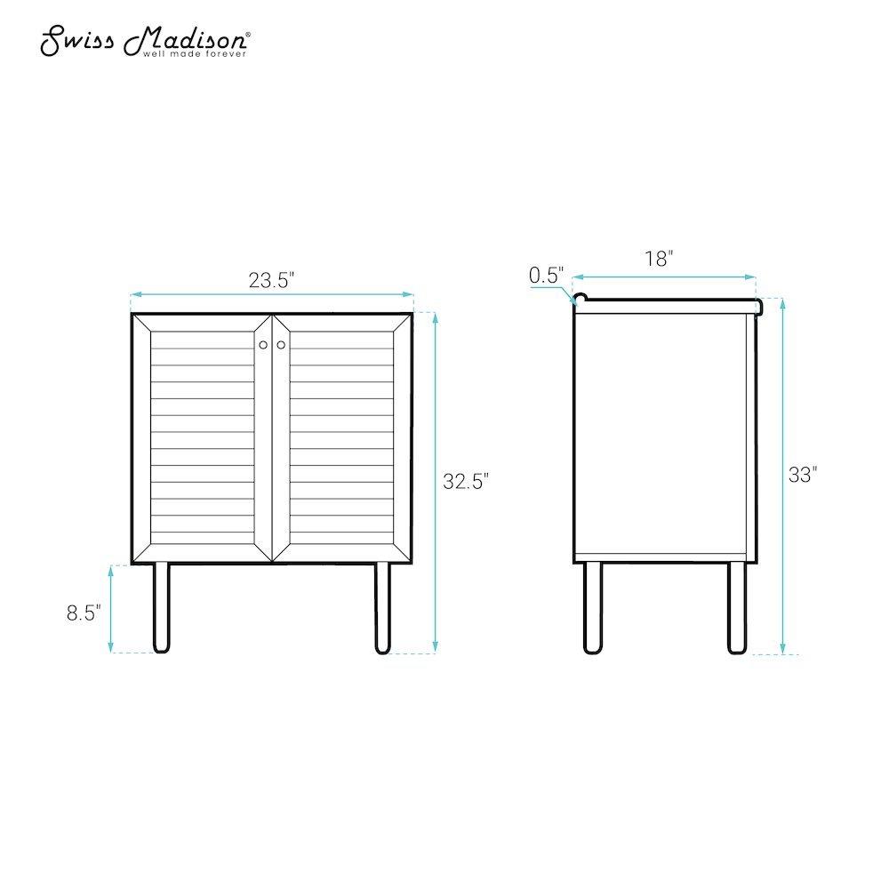Bron 24" Freestanding Bathroom Vanity Cabinet without Top in White Oak