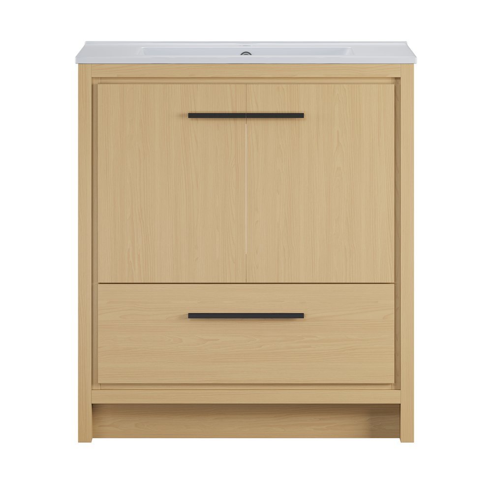 Virage 30" Freestanding Bathroom Vanity in Natural Oak with Sink Top