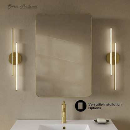 20 x 30 Rectangle Recessed/Wall Mount Medicine Cabinet, Mirror in Brushed Gold