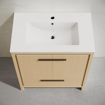 Virage 30" Freestanding Bathroom Vanity in Natural Oak with Sink Top