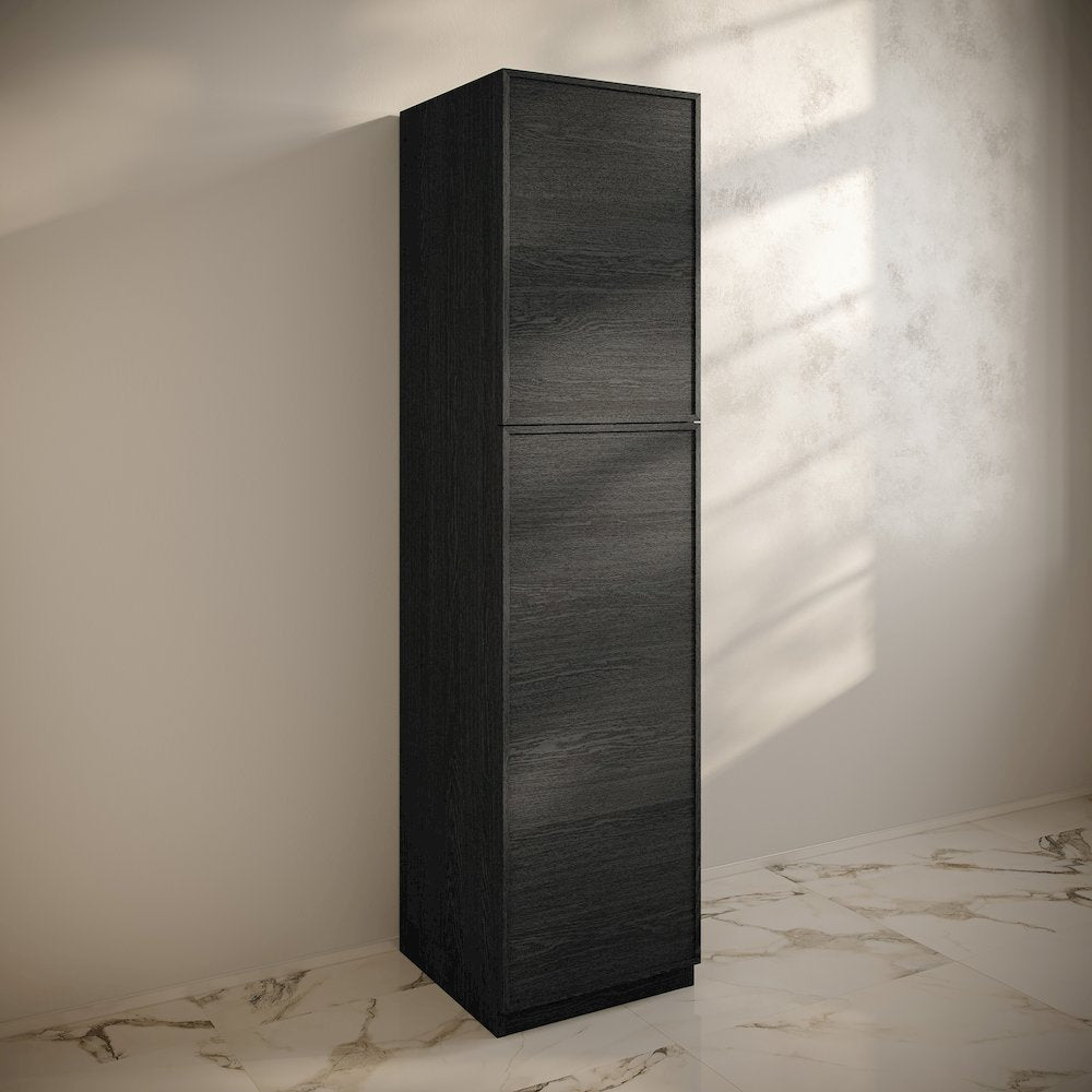 St. Tropez 15 x 15 x 60 Freestanding Linen Cabinet in Black Oak