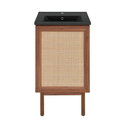 Classe 18" Freestanding Bathroom Vanity in Brown Oak with Black Sink Top