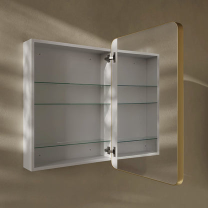 20 x 30 Rectangle Recessed/Wall Mount Medicine Cabinet, Mirror in Brushed Gold
