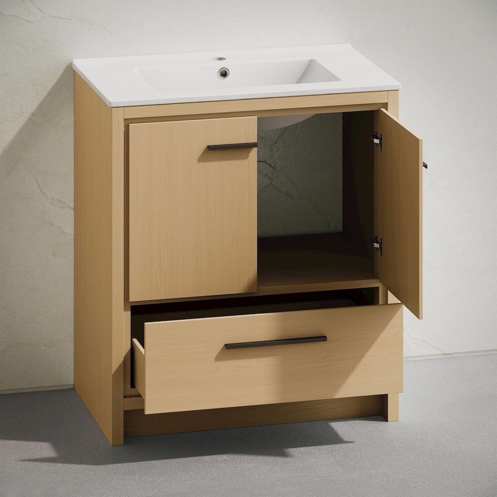 Virage 30" Freestanding Bathroom Vanity in Natural Oak with Sink Top