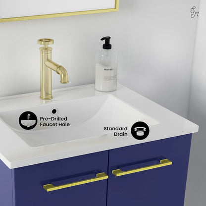 Annecy 24" Freestanding Bathroom Vanity in Navy Blue with Sink Top