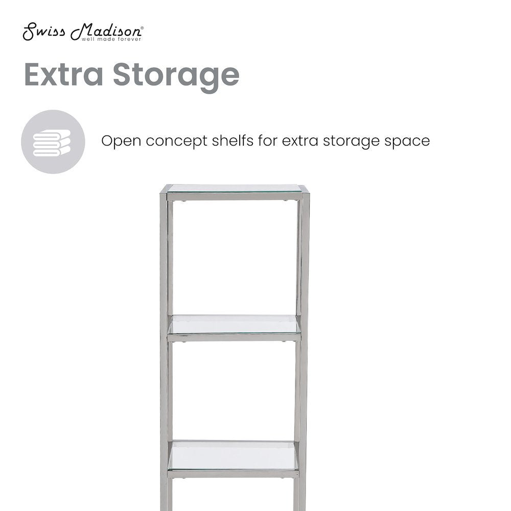 Pierre 16"x65"x14" Freestanding Linen Cabinet in Chrome