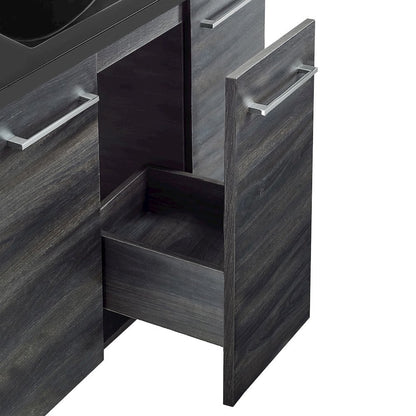 Annecy 36 in. Black Walnut Bathroom Vanity With Black, 3-Hole Ceramic Sink Top