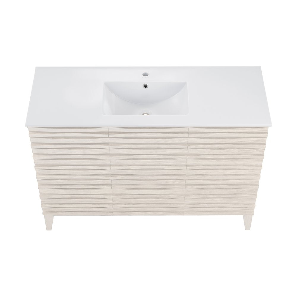 Cascade 48" Freestanding Bathroom Vanity in White Oak with Sink Top