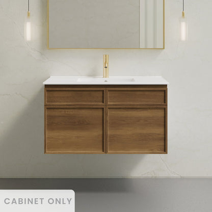 St. Tropez 36" Wall-Mounted Bathroom Vanity Cabinet without Top in Brown Oak