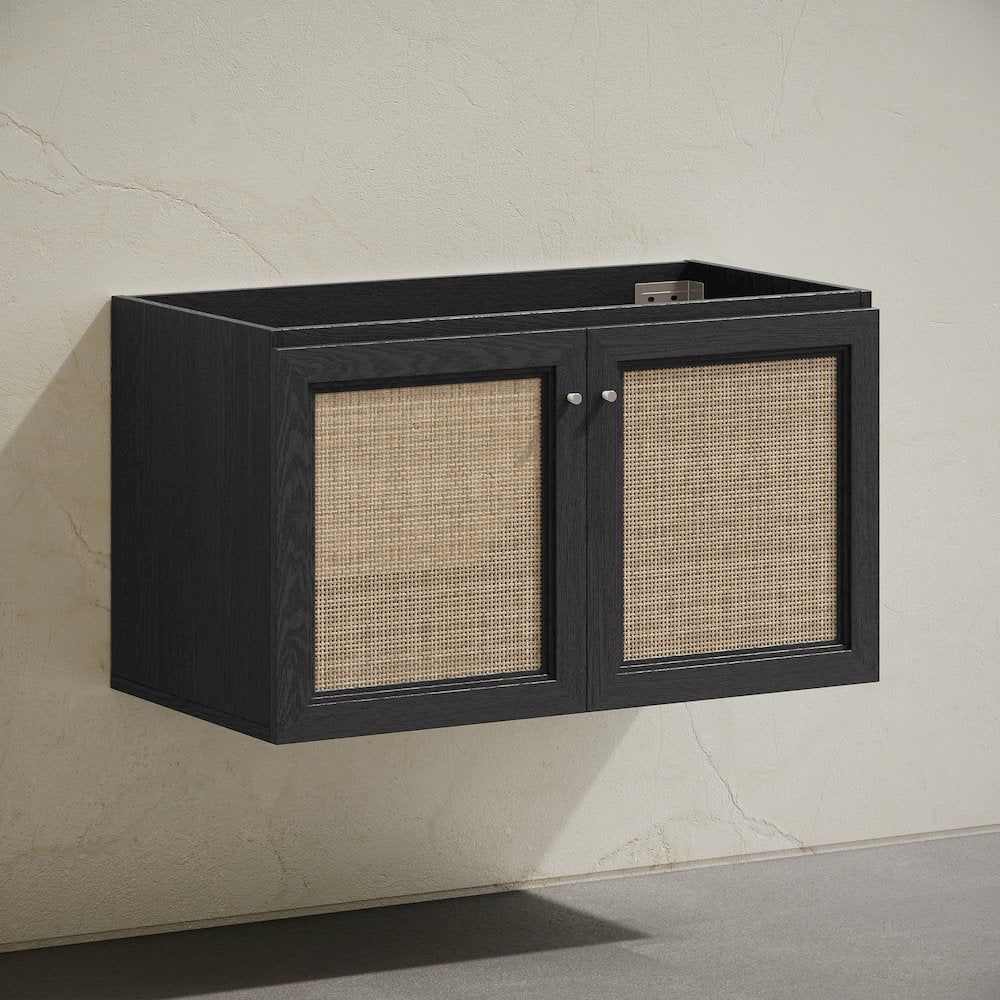 Classe 36" Wall-Mounted Bathroom Vanity in Black Oak without Sink Top